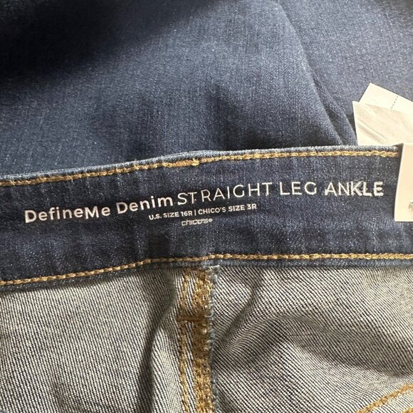 Chico’s DefineMe Denim Straight Leg Ankle Jeans Size 16R Dark Wash Casual Preppy - Picture 4 of 9